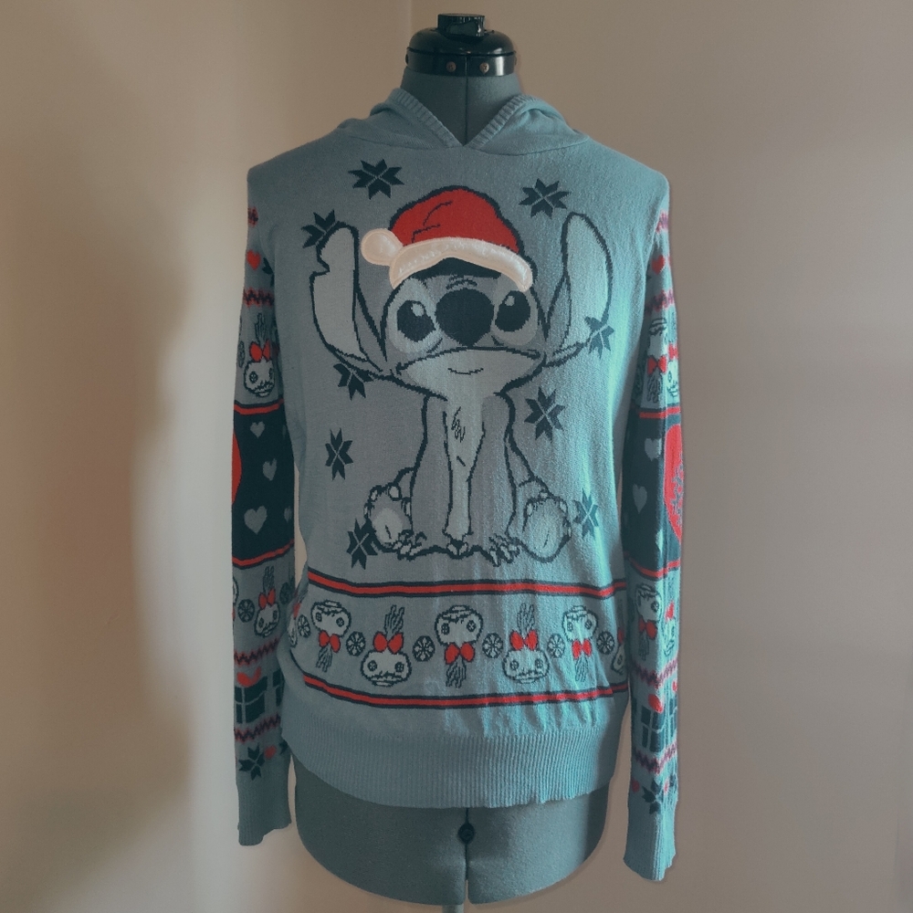 DISNEY Lilo & Stitch Multicolor Ugly Christmas Sweater Hoodie